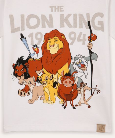 camiseta de algodão infantil o rei leão branca