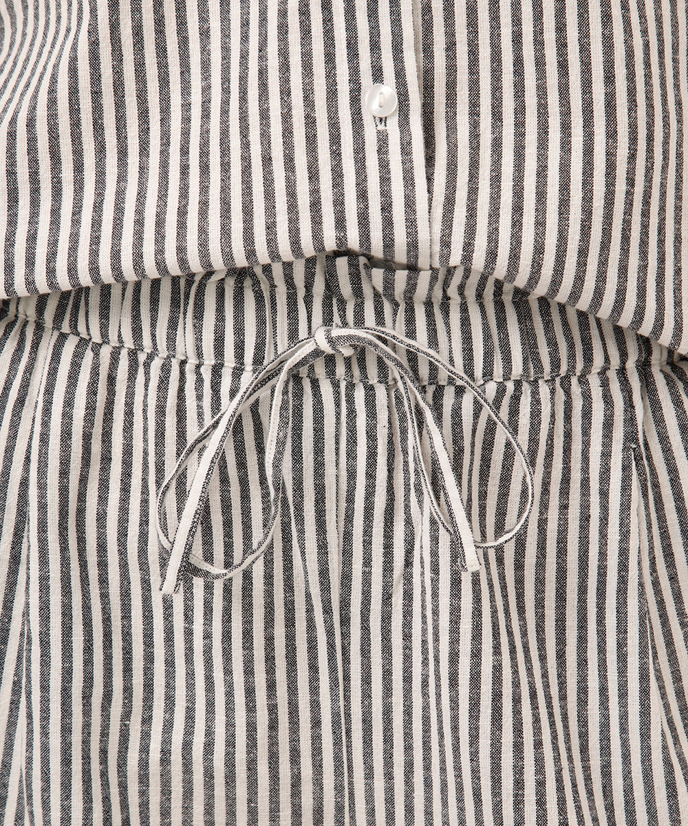 short de algodão listrado com bolso azul