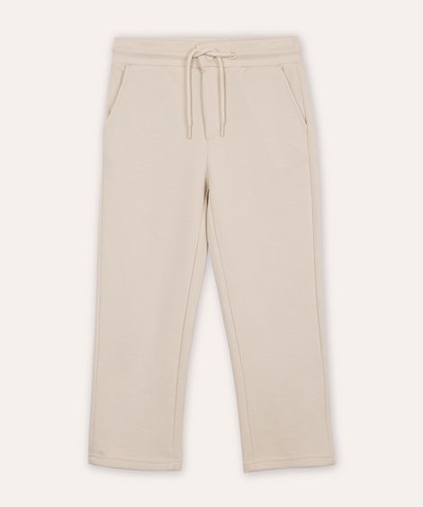 calça de algodão infantil com bolsos chino bege