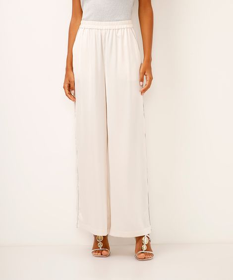 calça reta com nervuras off white