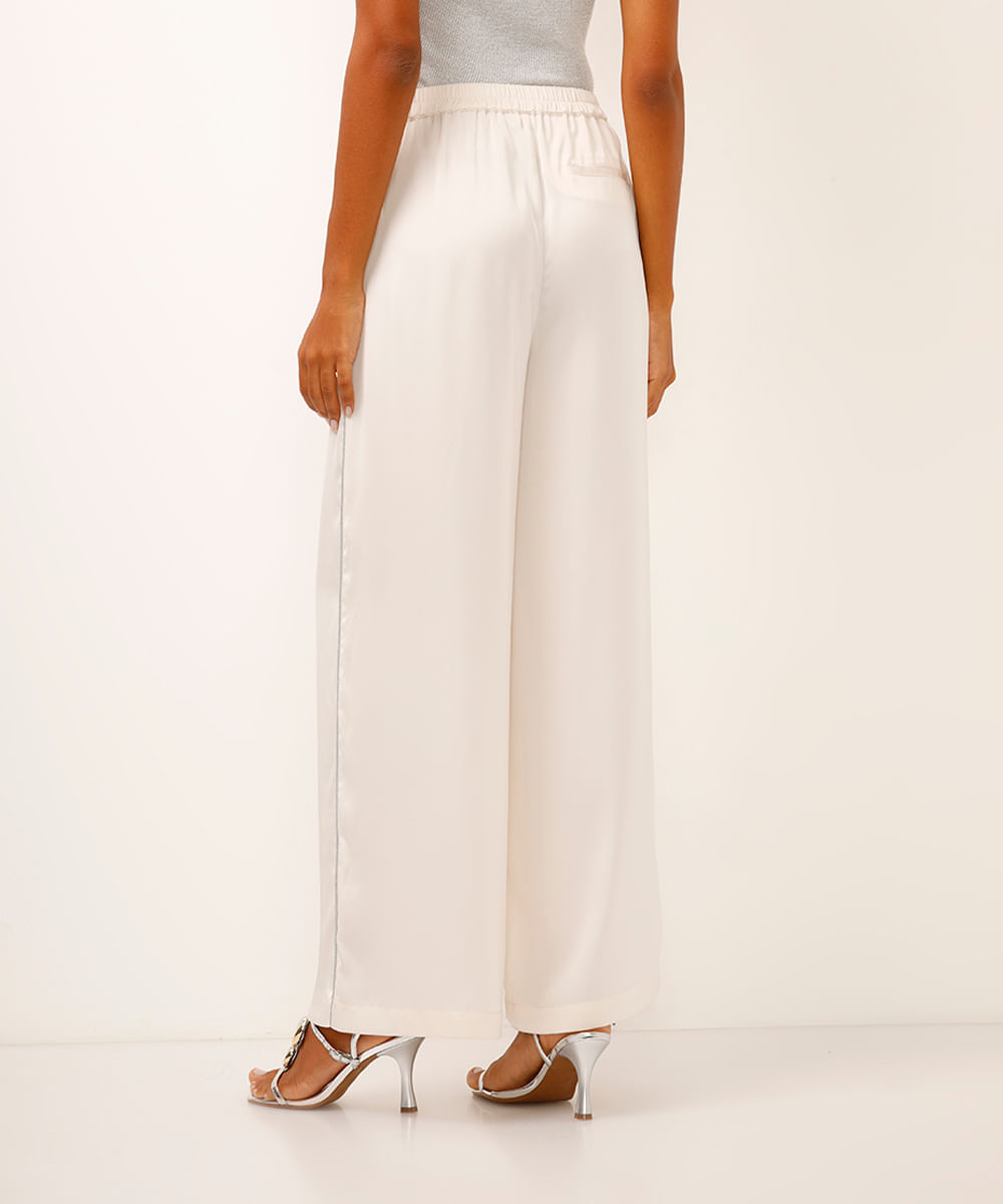 calça reta com nervuras off white