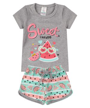 Conjunto Infantil Menina Sweet Melancia Mescla Cinza Kappes