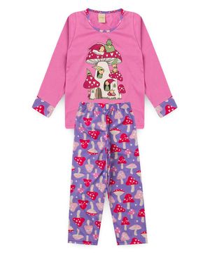 Kit 4 Peças Pijama Inverno Menina Molekada Colorido