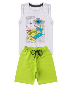 Conjunto Infantil Menino Regata Video Game Branco Kappes