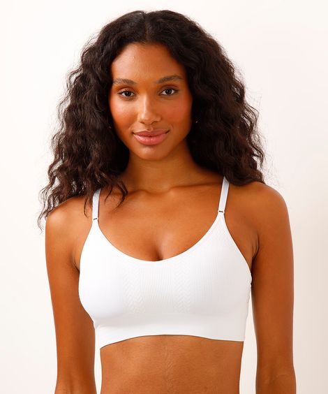 sutiã texturizado com bojo removível e sem costura delrio branco