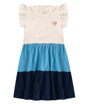 Vestido Infantil Tricolor Off White - Azul e Marinho Kappes