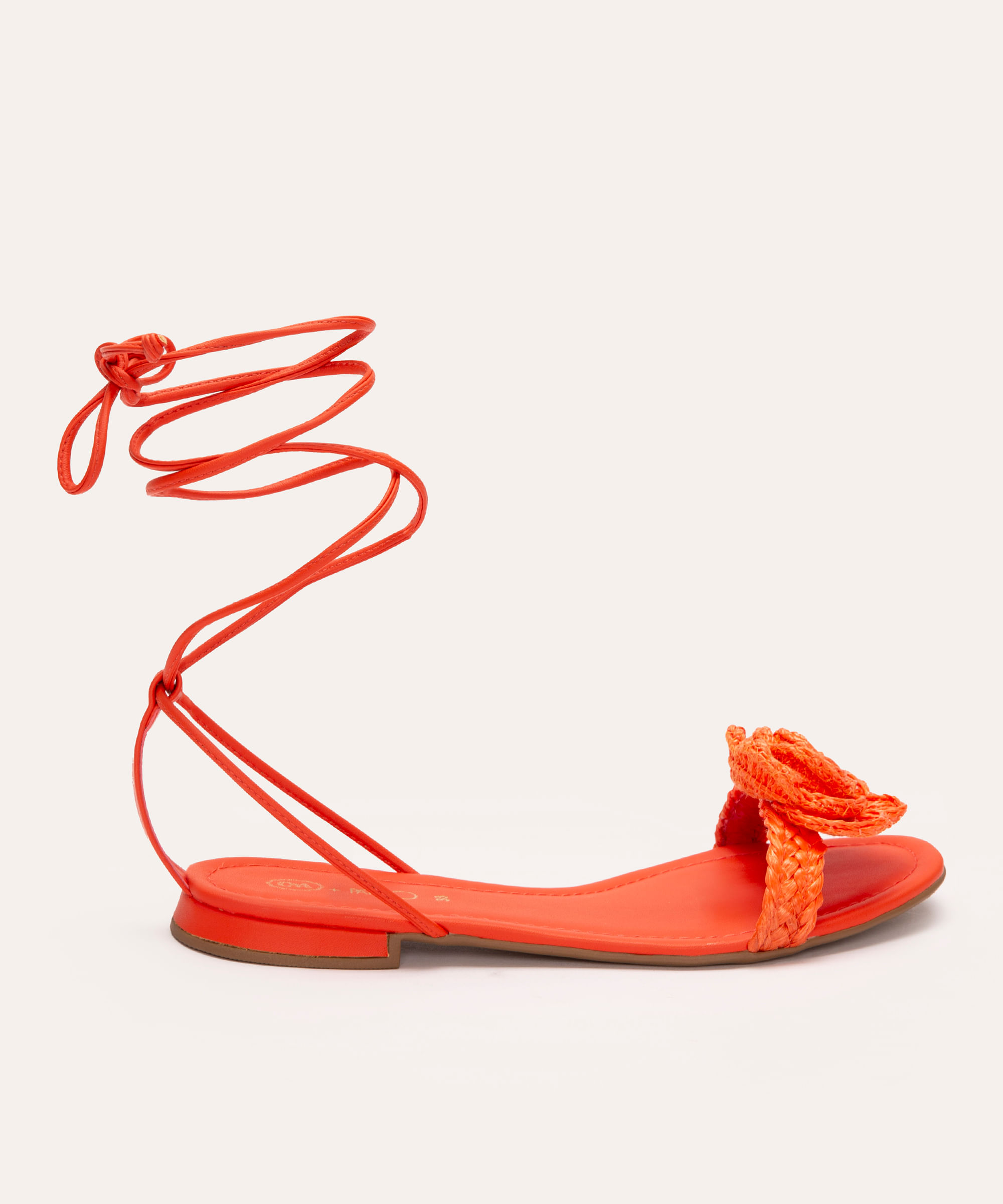 rasteirinha com amarração e flor patbo laranja