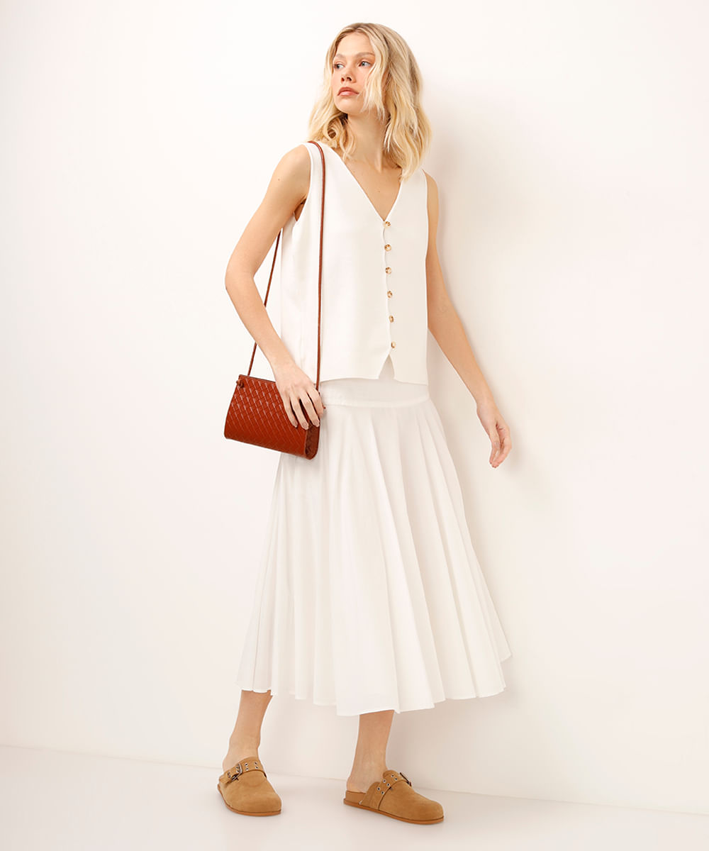 colete de tricot decote v off white