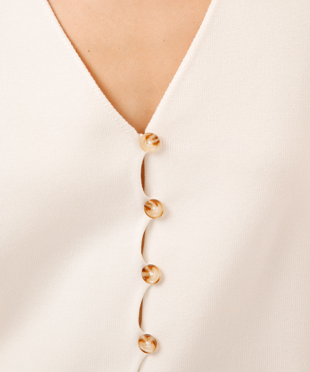colete de tricot decote v off white