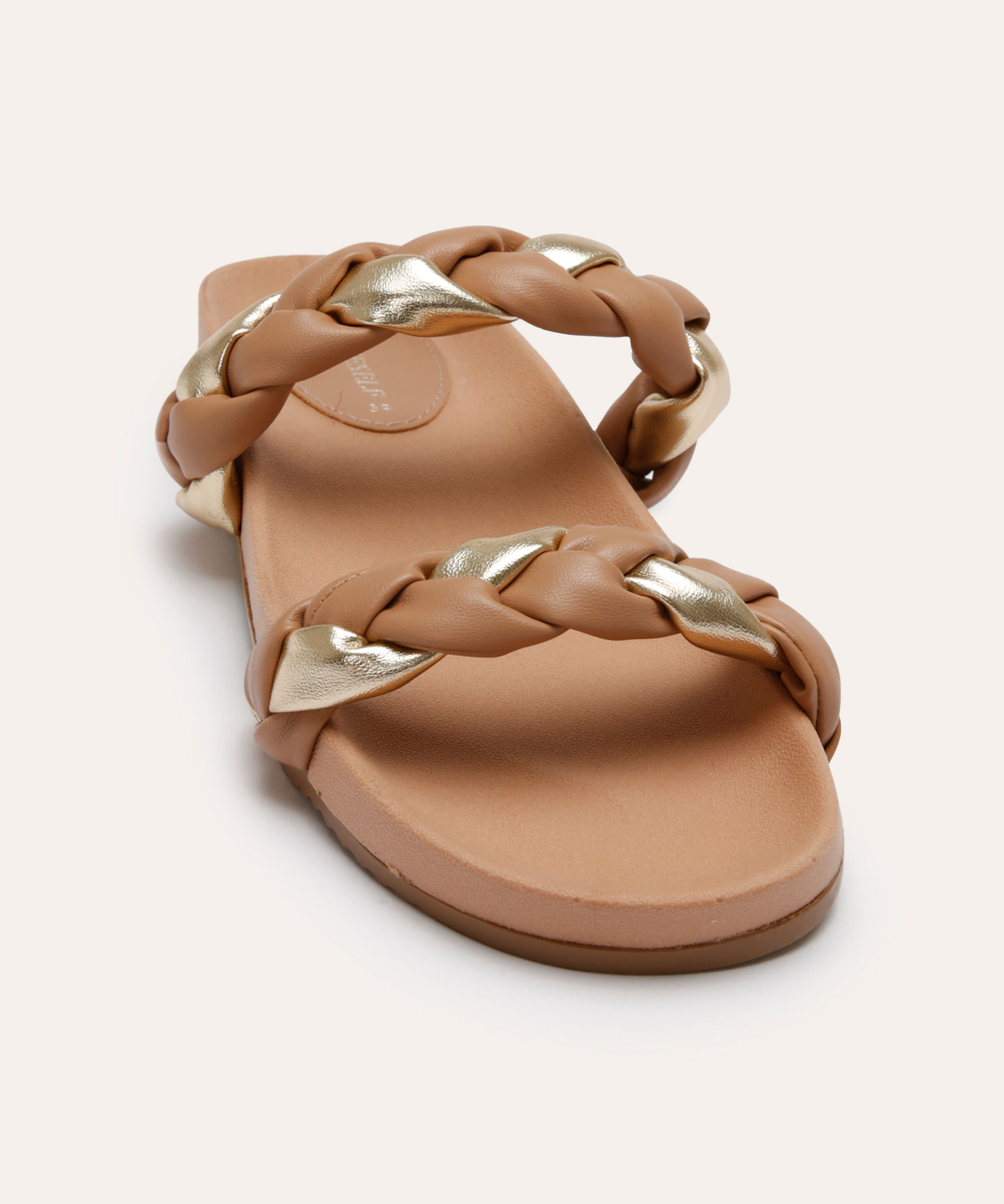 rasteirinha flatform trançada bege
