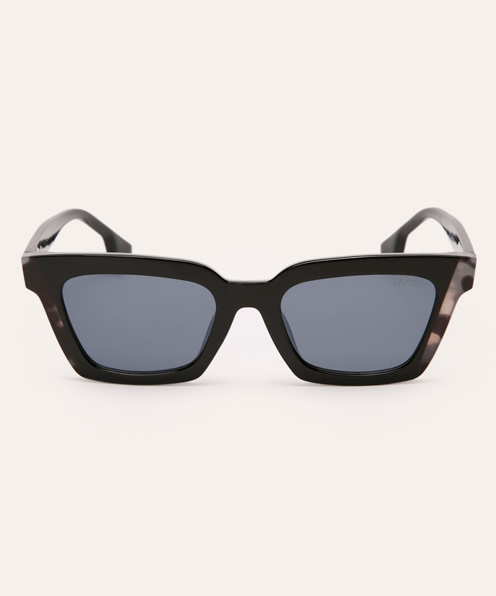 óculos de sol quadrado tartaruga triton preto