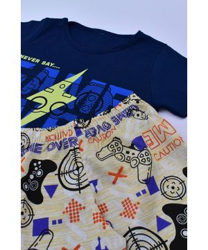 Pijama Infantil Verão Menino Gamer Over Azul Marinho Kappes