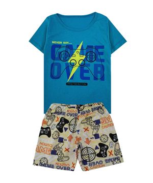 Pijama Infantil Verão Menino Gamer Over Azul Kappes