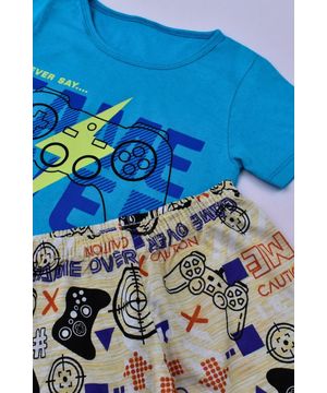 Pijama Infantil Verão Menino Gamer Over Azul Kappes