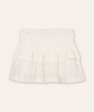 short saia de laise infantil off white