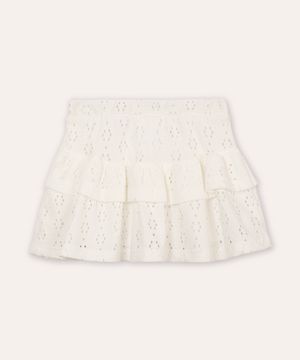 short saia de laise infantil off white