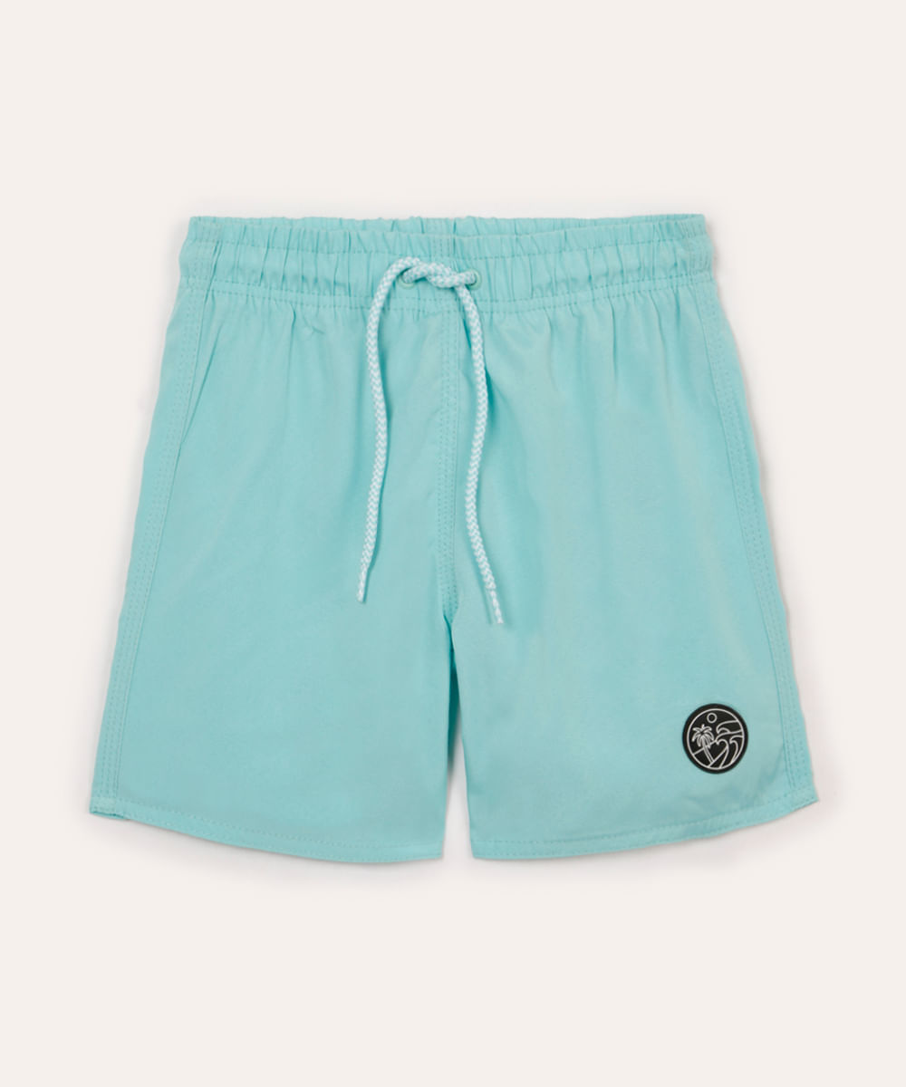 short boardshort infantil cós com elástico e cordão verde