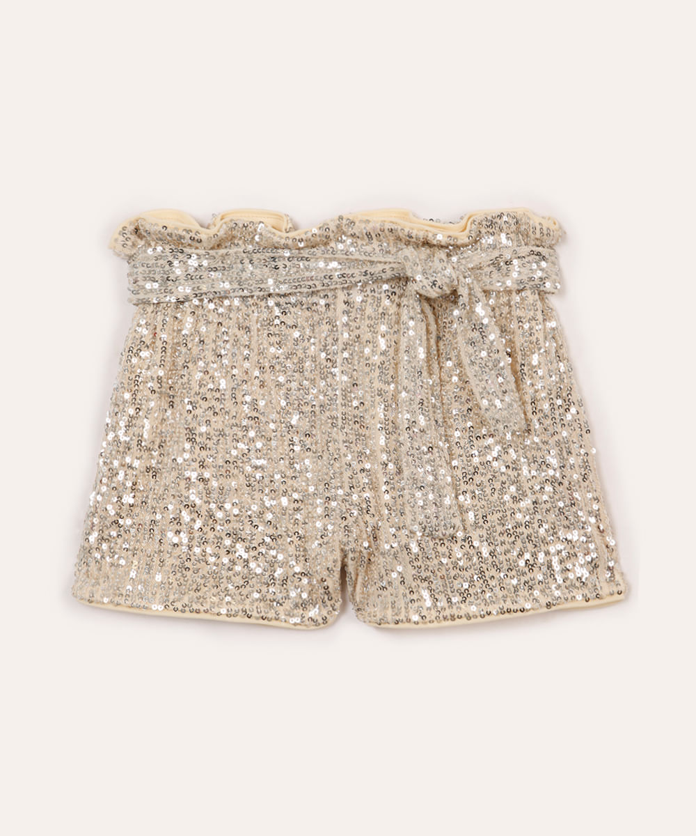 short infantil clochard de paetê dourado