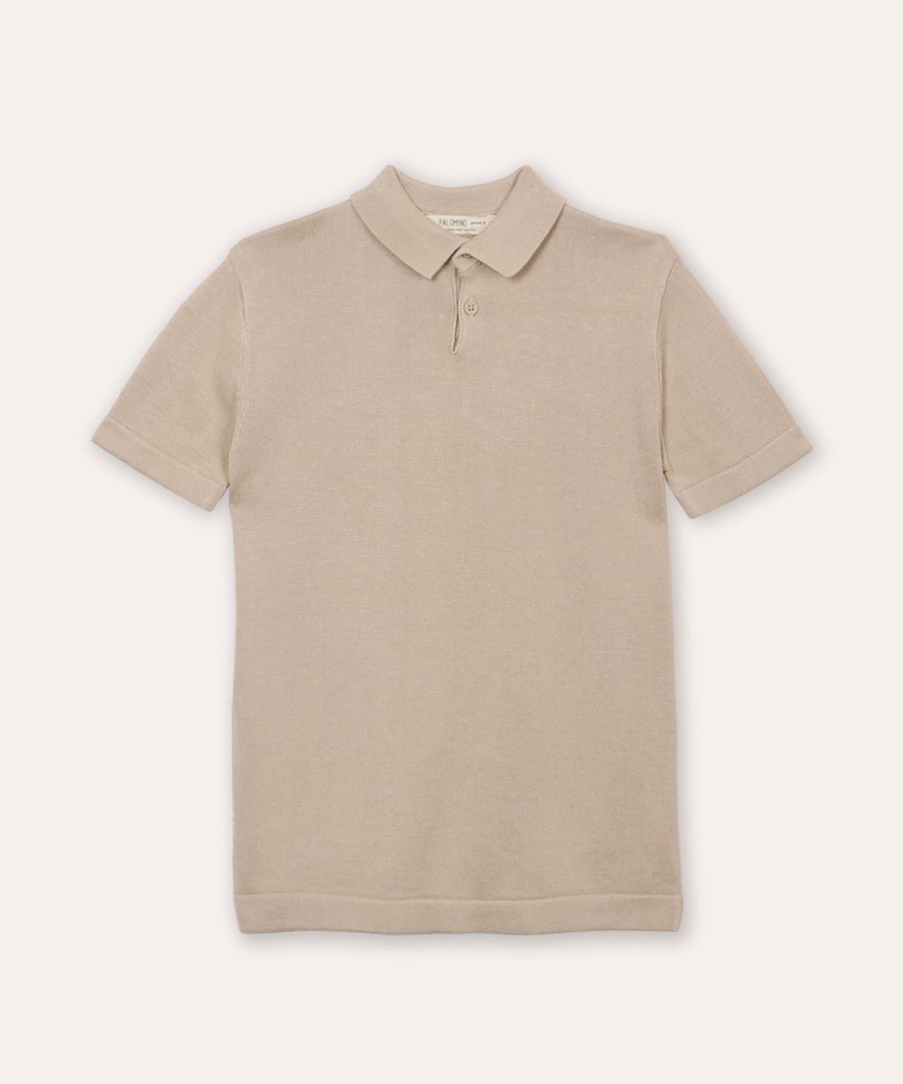 polo de tricot infantil bege