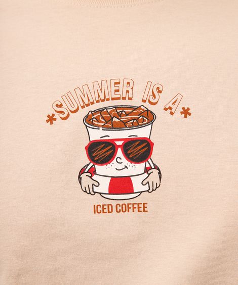 camiseta de algodão iced coffee bege