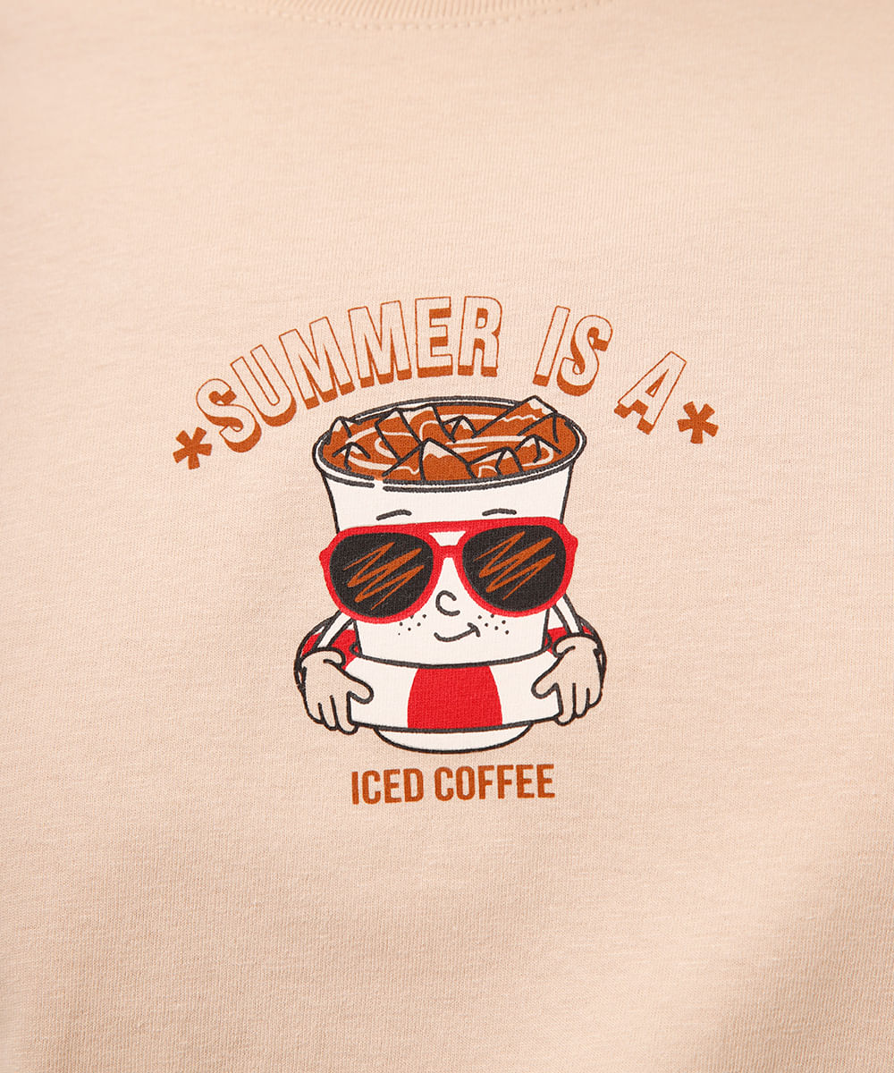 camiseta de algodão iced coffee bege