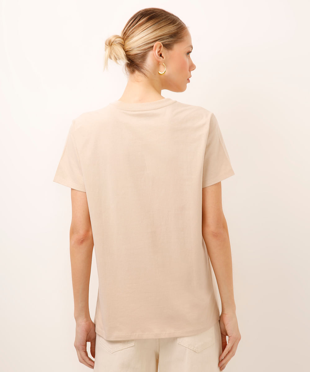 camiseta de algodão iced coffee bege