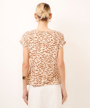 blusa de viscose animal print bege