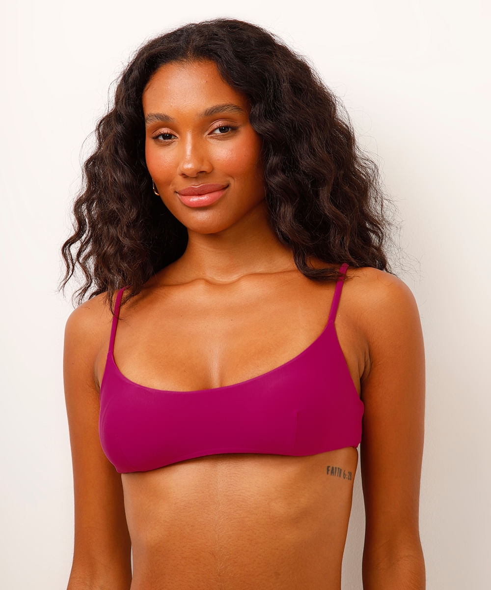 biquíni top faixa com bojo removível roxo