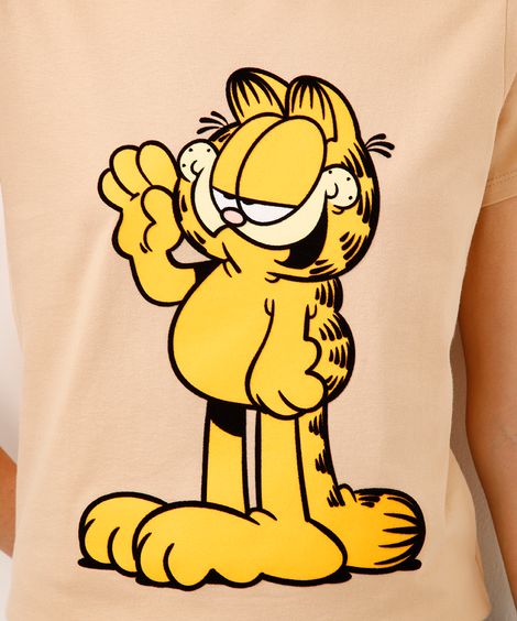 camiseta de algodão garfield bege