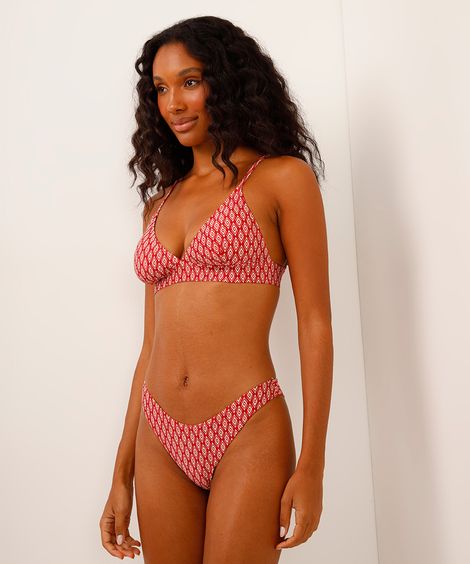 biquíni calcinha asa delta estampado vermelho