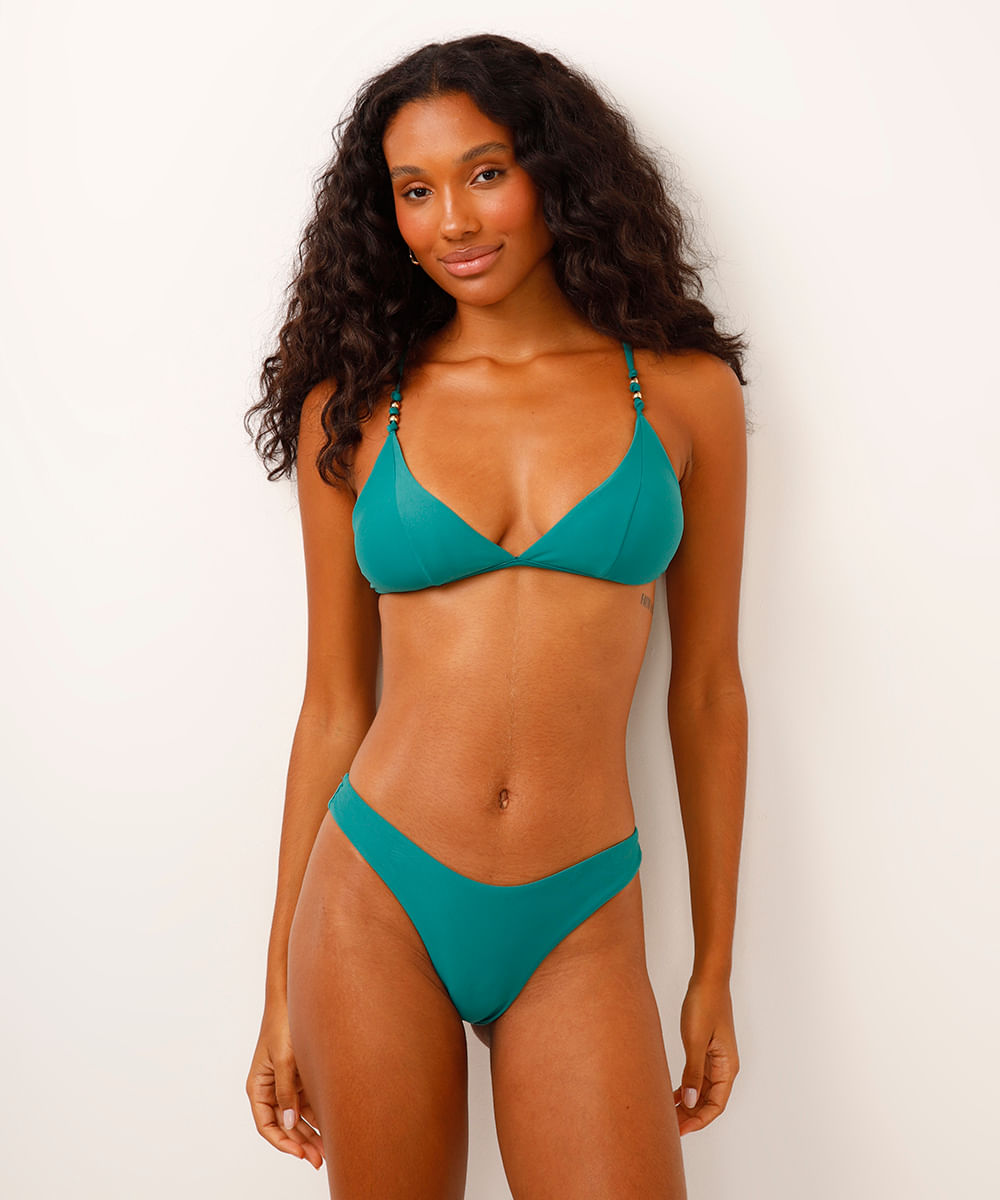 biquíni top triângulo com bojo removível verde