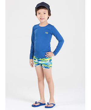 Conjunto Praia Infantil Menino Manga Longa Proteção UV Aventura Submarina Molekada Azul