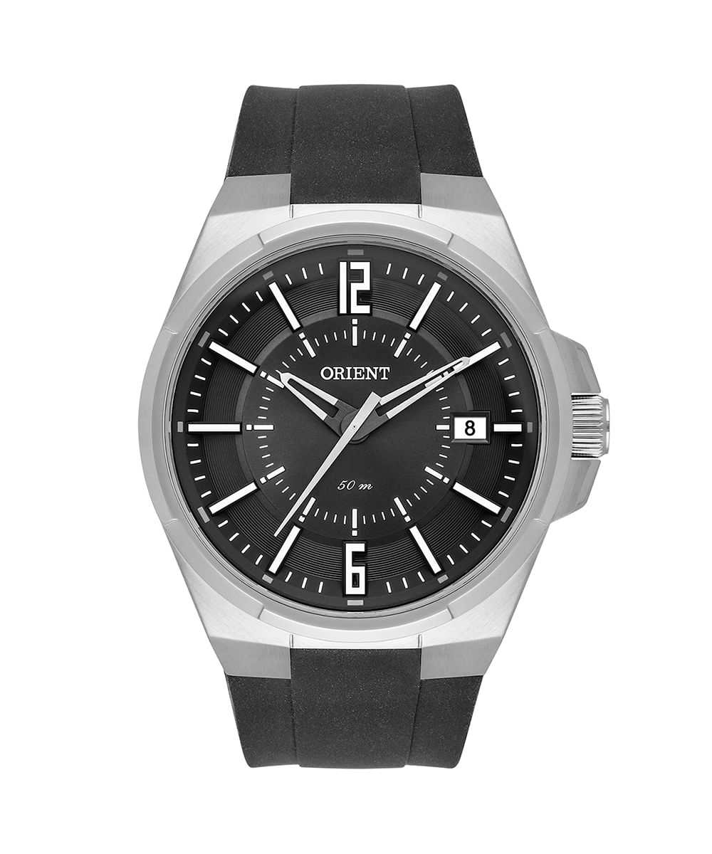 relógio orient analógico calendário mbsp1032 g2px prateado