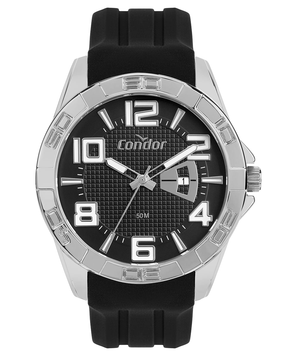 relógio condor analógico calendário co2115myp k5p prateado