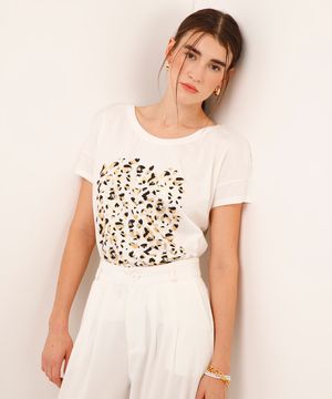 camiseta de algodão animal print off white