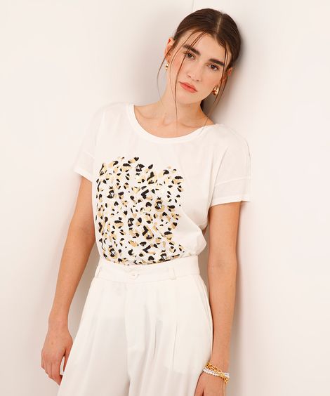 camiseta de algodão animal print off white