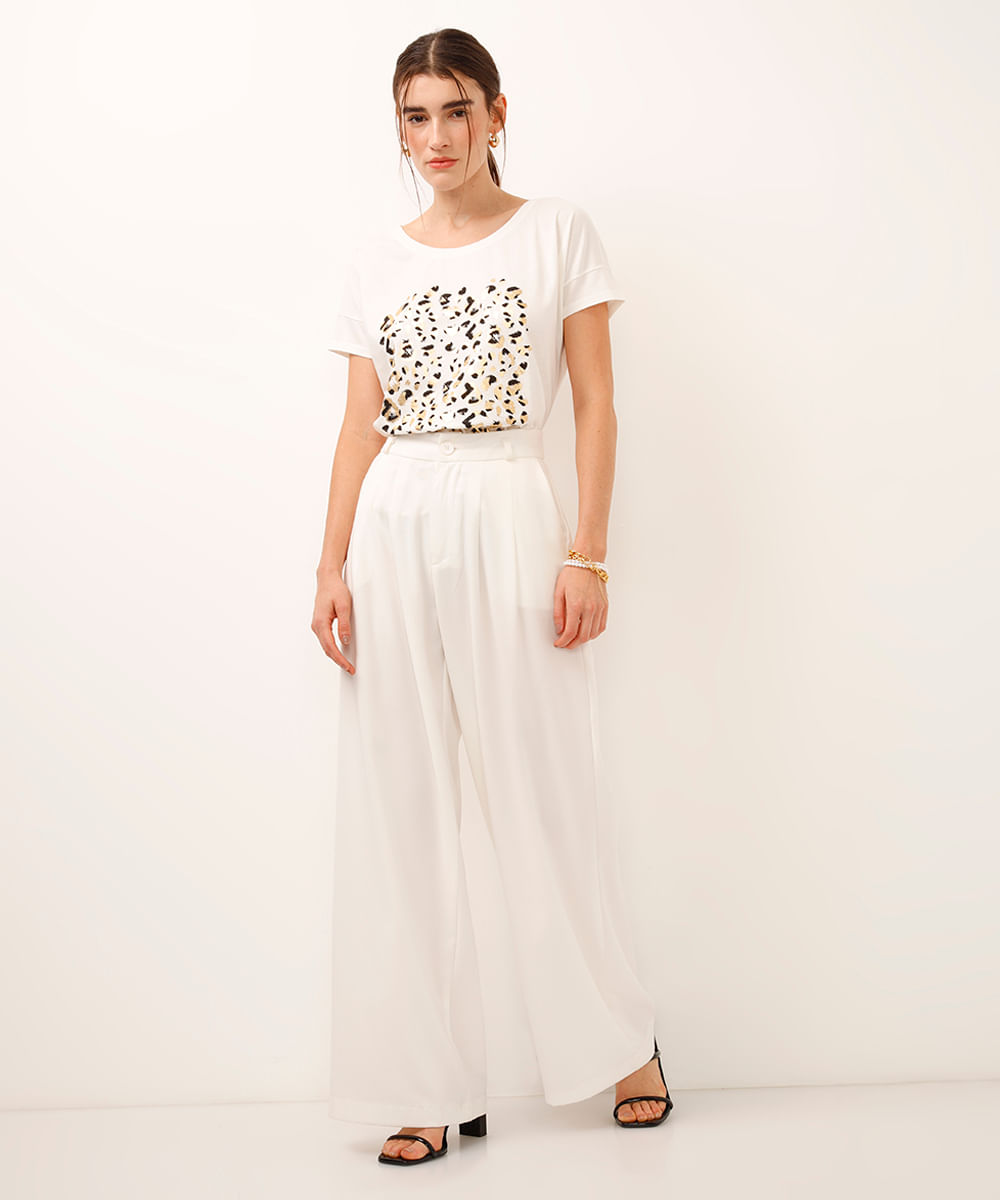 camiseta de algodão animal print off white