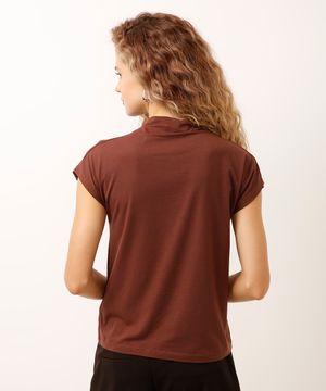 blusa de algodão peruano manga curta marrom