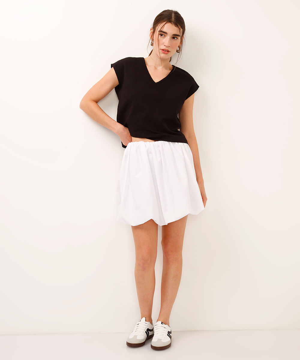 regata de algodão canelada preta