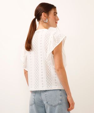 blusa de laise manga curta off white