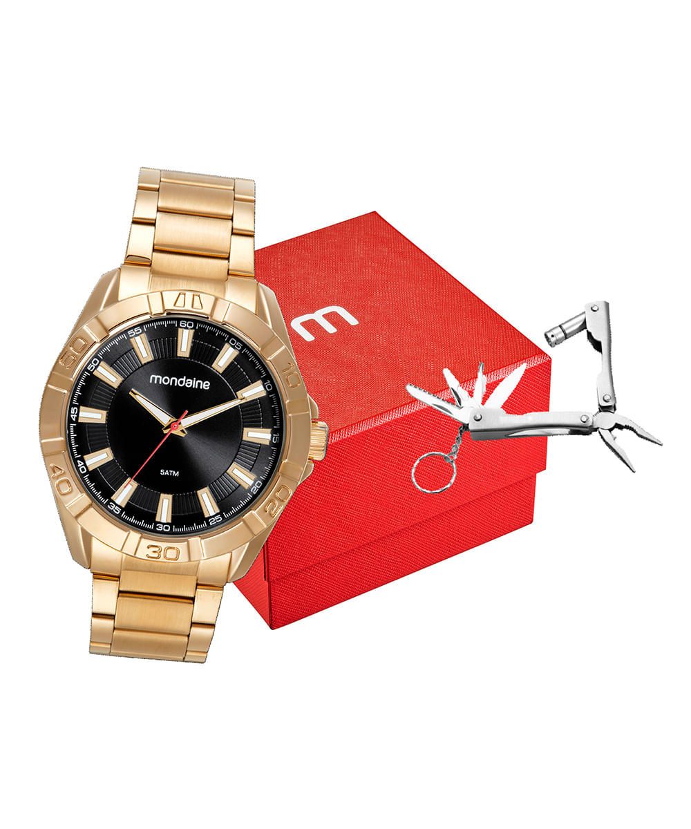 relógio mondaine analógico 32653gpmvde1k dourado