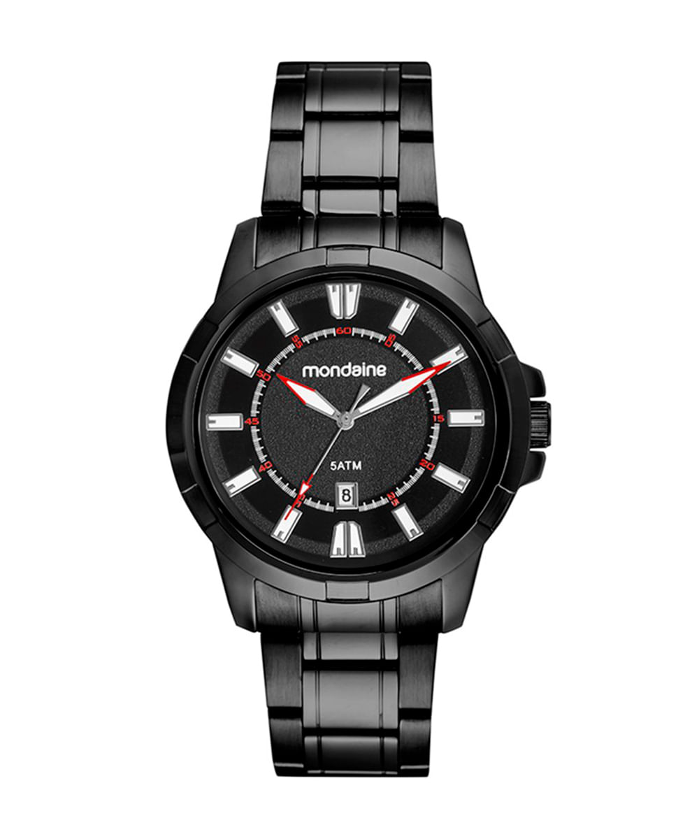 relógio mondaine analógico calendário 83507gpmvpe1 preto