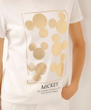 camiseta de algodão mickey off white