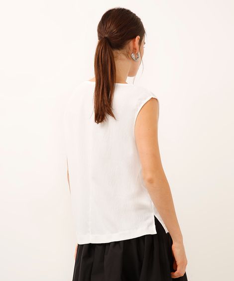 regata decote v texturizada off white