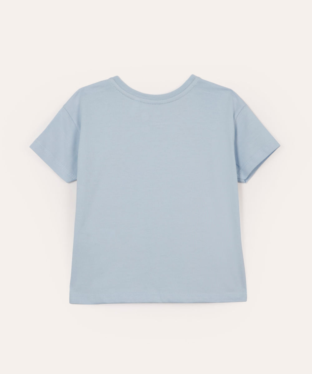 camiseta infantil de algodão hello kitty com paetê azul