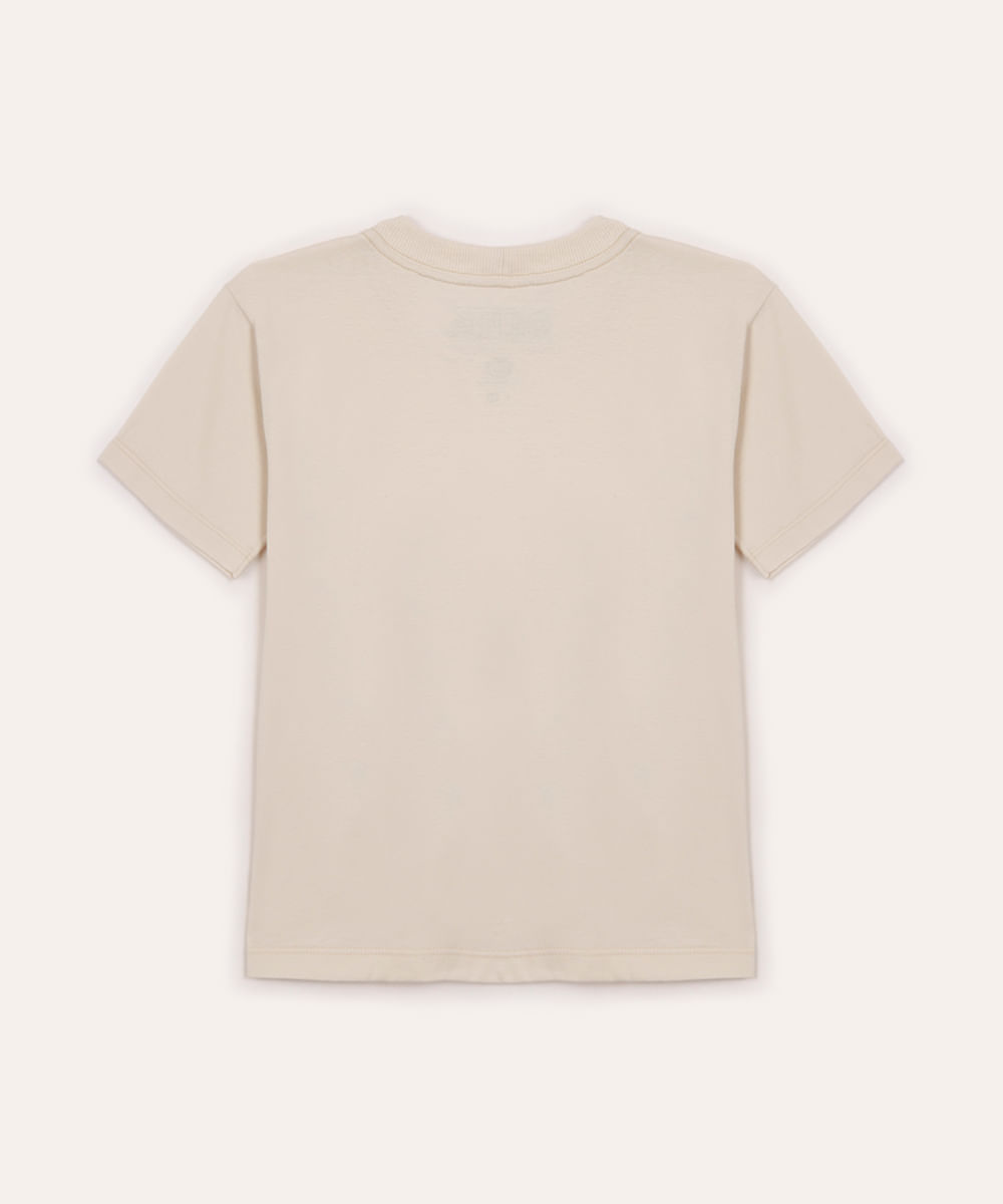 camiseta infantil de algodão one piece bege