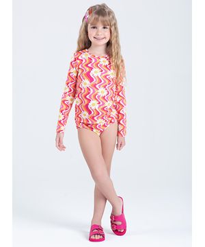 Kit 4 Peças Moda Praia Biquíni Infantil Menina Proteção UV Molekada Colorido