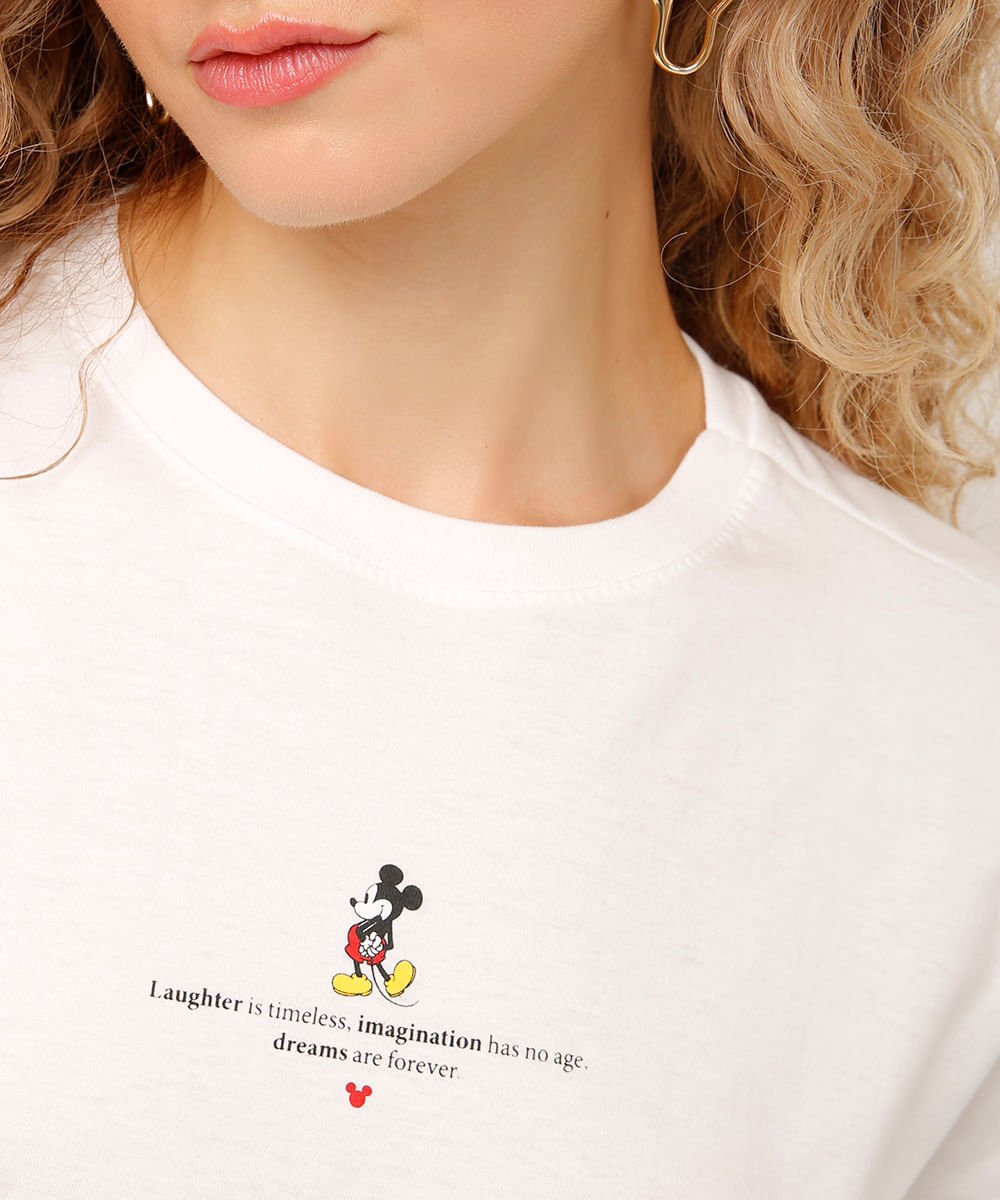camiseta de algodão mickey off white