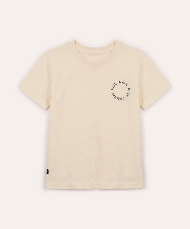 camiseta infantil de algodão texturizada bege