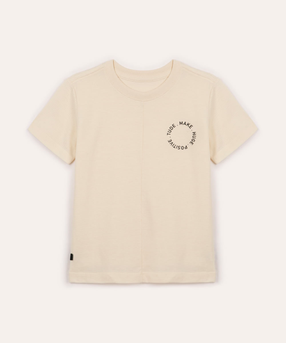 camiseta infantil de algodão texturizada bege